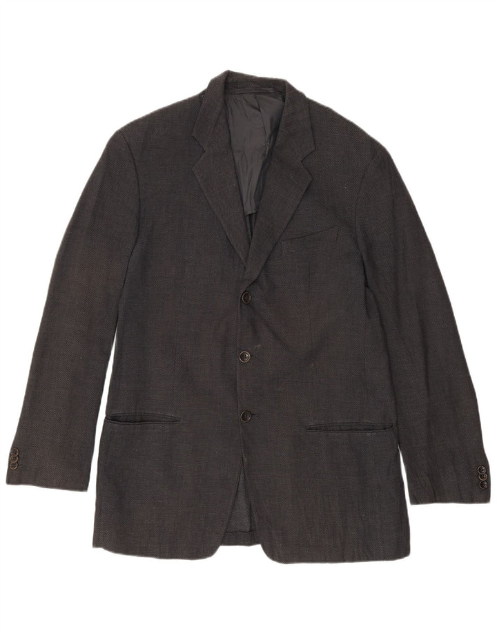 Jaqueta Blazer Masculina Armani Collezioni com 3 Botões IT 50 Linho Cinza Médio