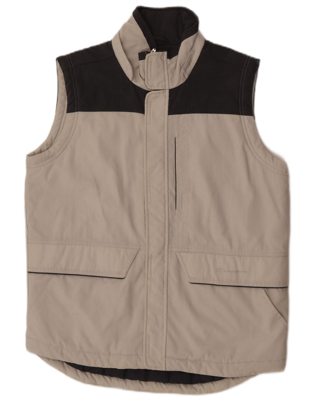 Colete acolchoado masculino Champion UK 36 pequeno cinza colorblock poliamida