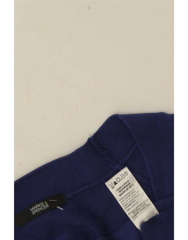 Suéter feminino Marks & Spencer com gola canoa Reino Unido 12 acrílico azul médio