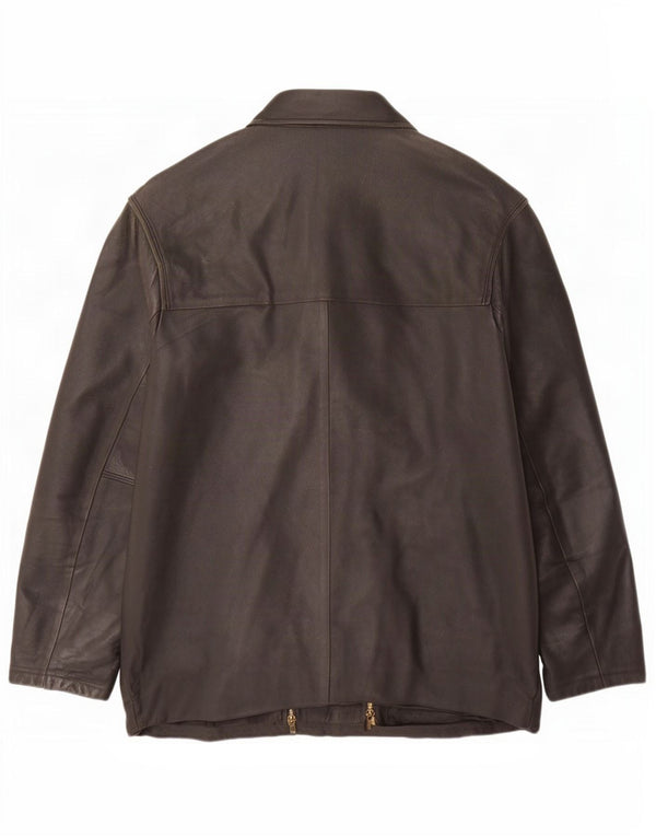 Jaqueta de couro masculina vintage UK 40 grande preta