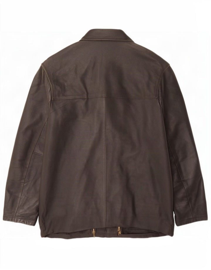 Jaqueta de couro masculina vintage UK 40 grande preta