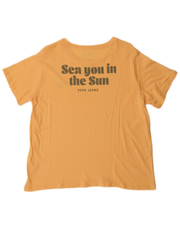 Camiseta feminina PEPE Jeans com estampa gráfica UK 18 XL amarelo