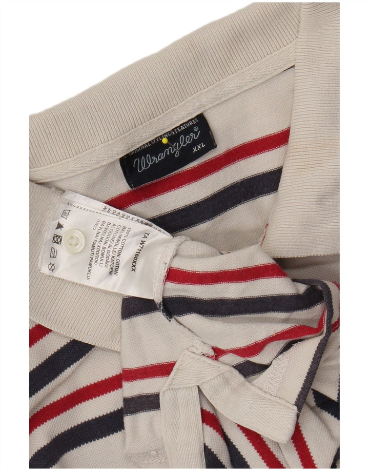 Camisa polo masculina WRANGLER 15-16 anos 2XL algodão listrado branco