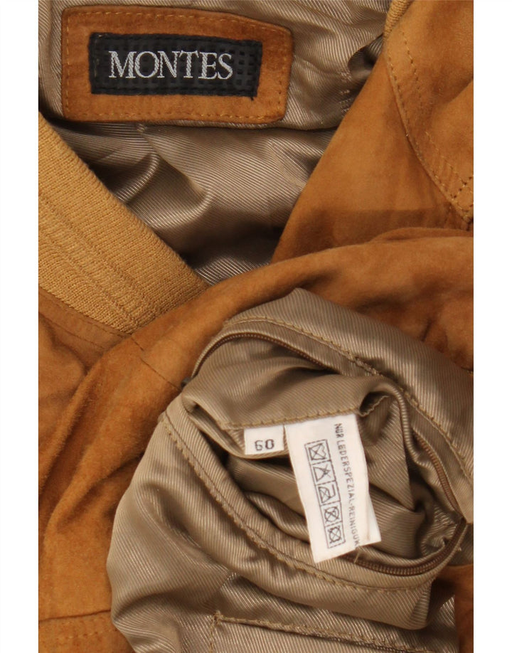 Jaqueta masculina de couro Bomber Montes UK 42 XL couro marrom