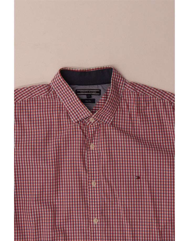 Camisa masculina TOMMY HILFIGER Slim Fit 2XL algodão vermelho guingão