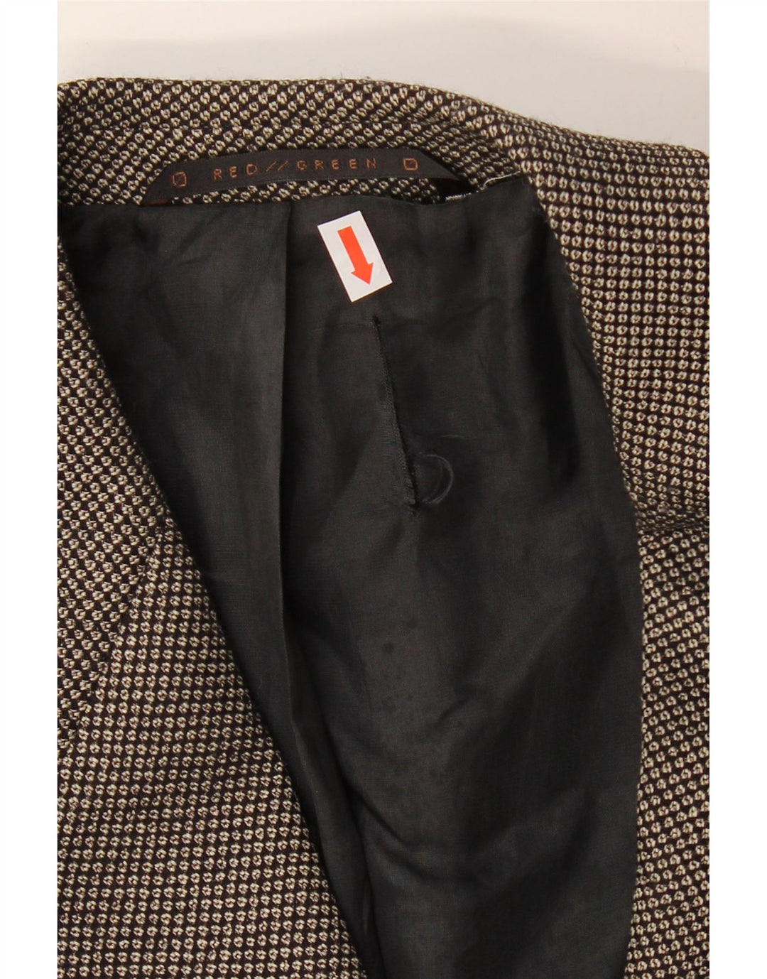 Jaqueta blazer masculina de 3 botões REDGREEN EU 50 grande lã manchada cinza