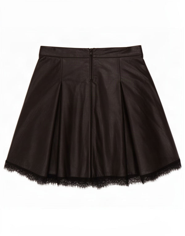Saia feminina de couro sintético Zara XS W24 poliuretano preto