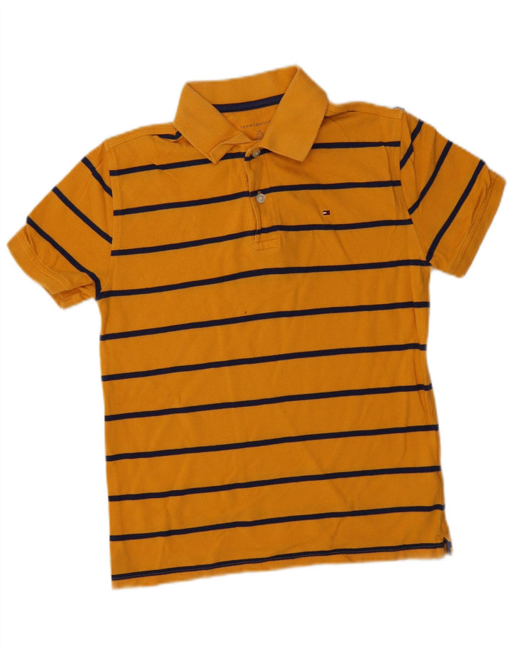 Camisa polo masculina TOMMY HILFIGER 12-13 anos grande algodão listrado amarelo