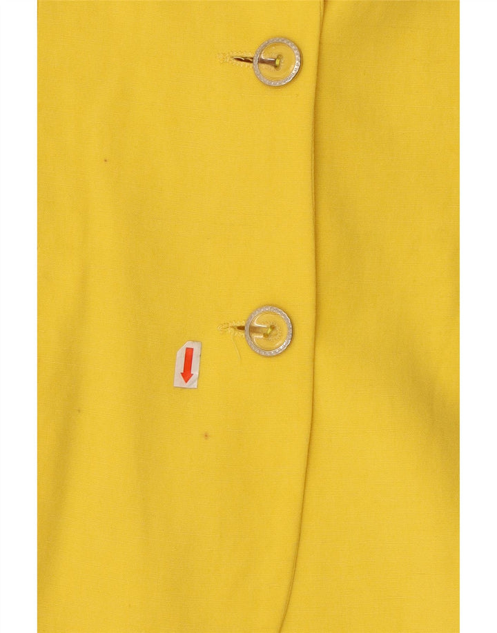 Jaqueta blazer feminina vintage de manga curta com 2 botões Reino Unido 12 amarelo médio