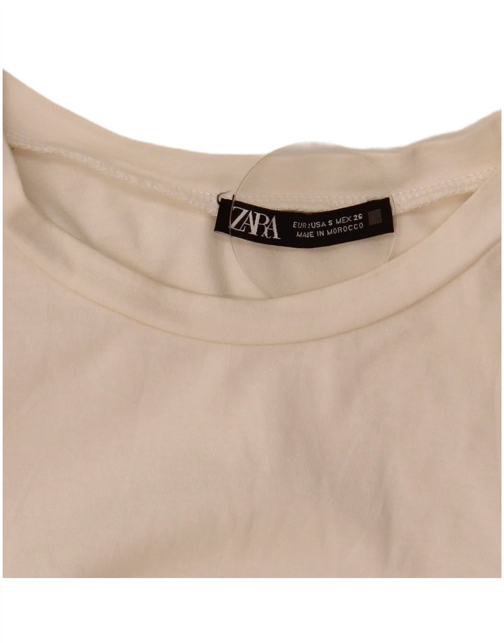 Zara Blusa Feminina Top UK 10 Pequena Branca