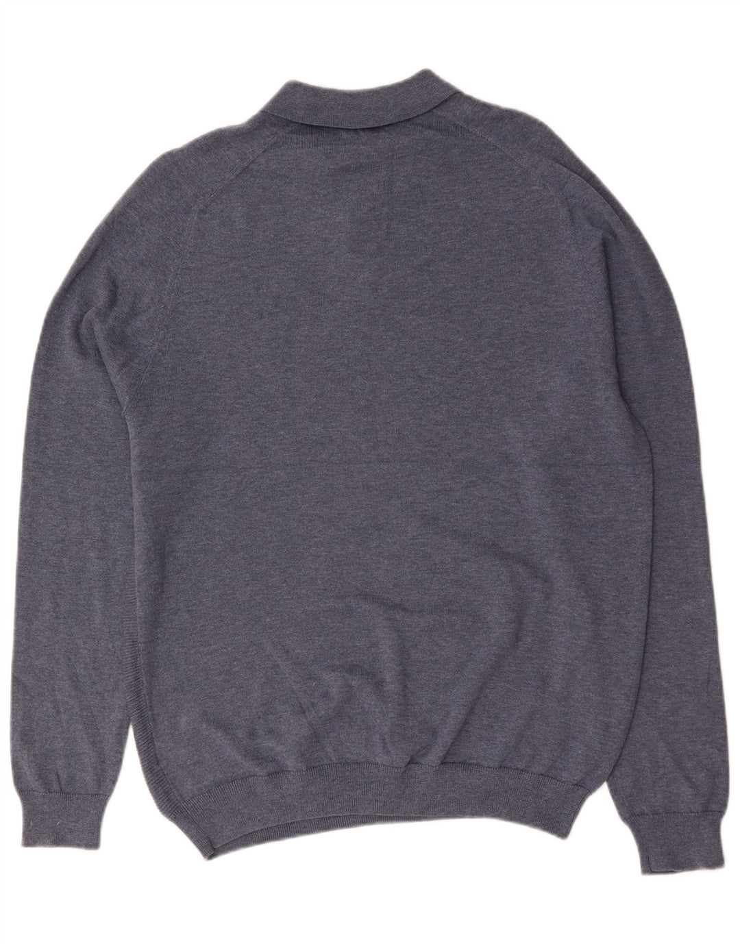 Suéter masculino Marks & Spencer de ajuste regular com gola polo, grande algodão azul