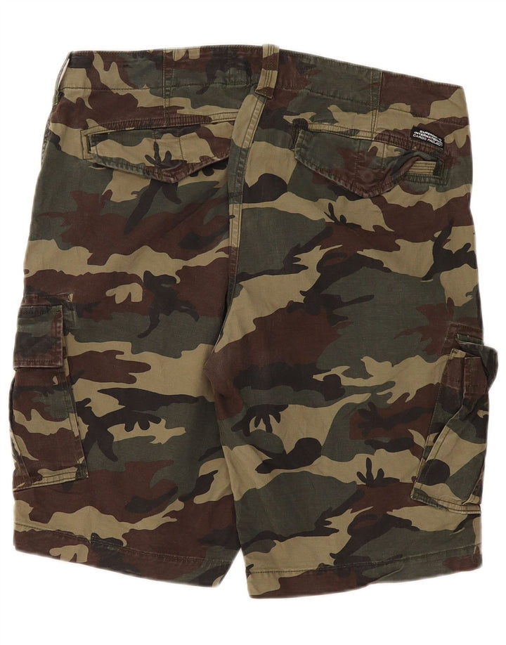 Superdry Mens Cargo Shorts W36 Grande Camuflagem Cáqui Algodão Exército