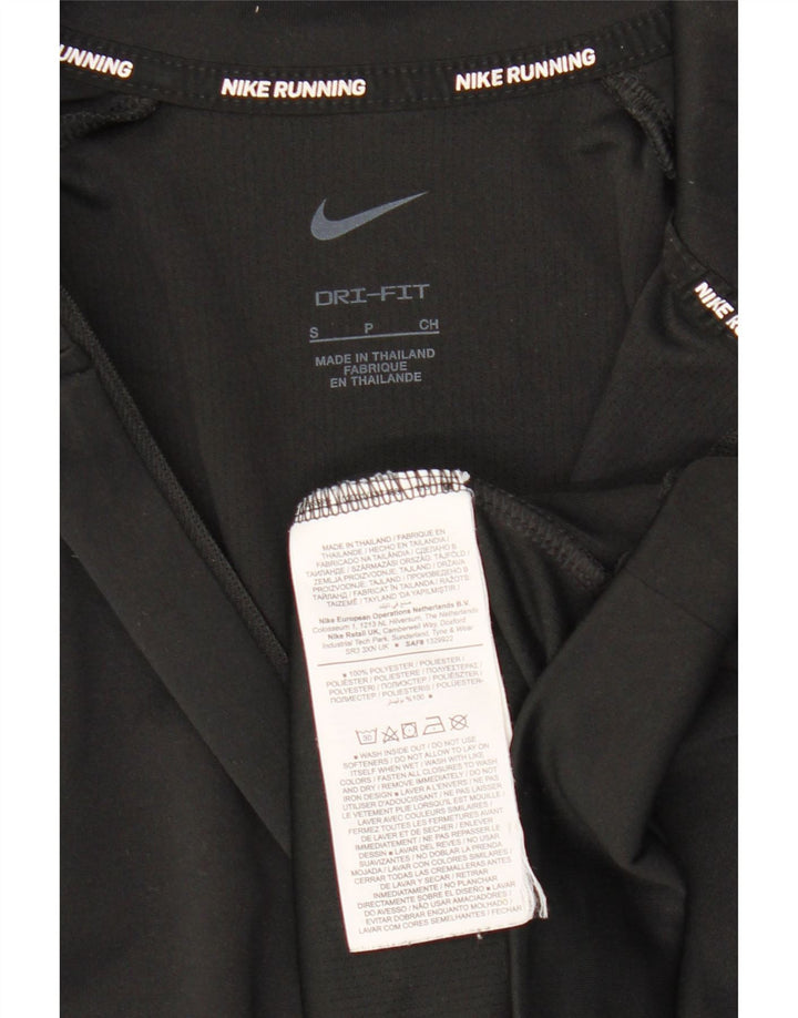 NIKE Womens Dri Fit Zip Neck Pullover Treino Top Reino Unido 10 Pequeno Preto