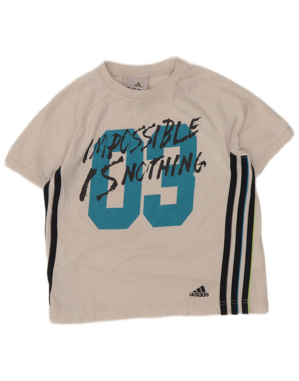 Camiseta Adidas Boys Regular Graphic Top 7-8 Anos Algodão Branco Esportivo