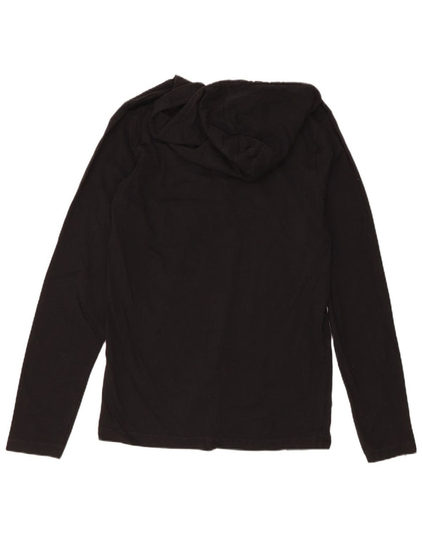 Top gráfico masculino com capuz Fcuk manga comprida algodão preto médio