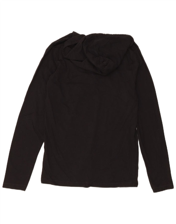 Top gráfico masculino com capuz Fcuk manga comprida algodão preto médio
