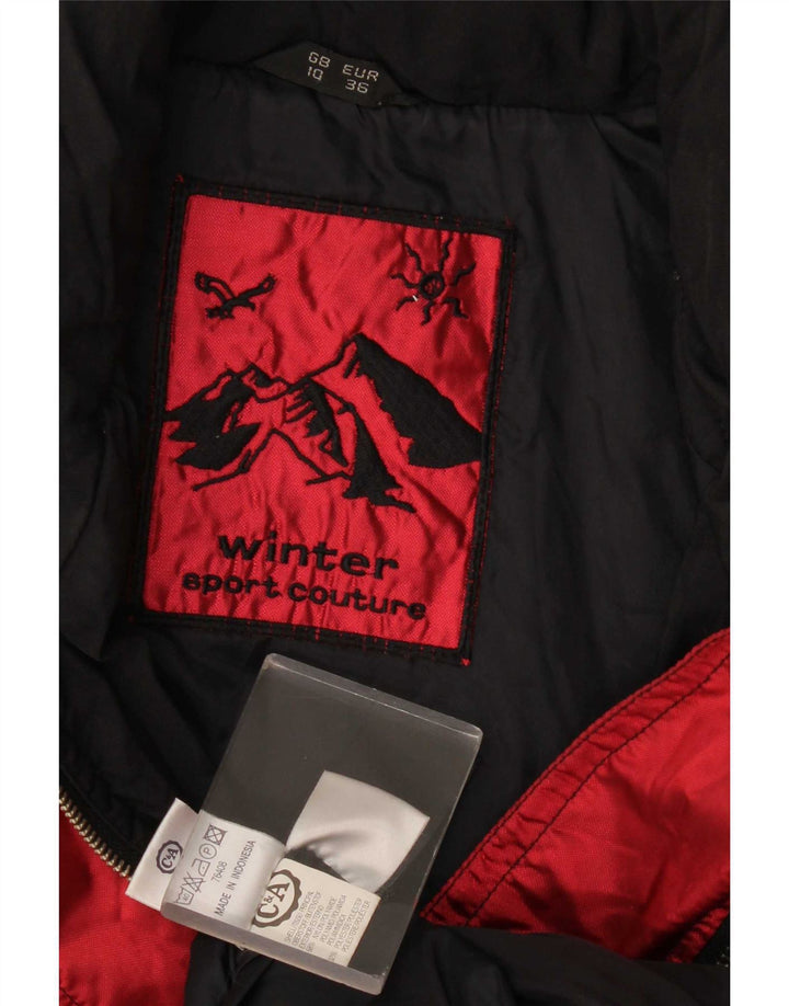 Jaqueta de esqui grande com capuz feminino C&A Rodeo Reino Unido 10 pequeno bloco colorido vermelho