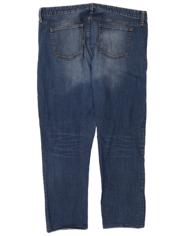Calça jeans alta reta feminina Gap UK 18 XL W34 L30 azul algodão