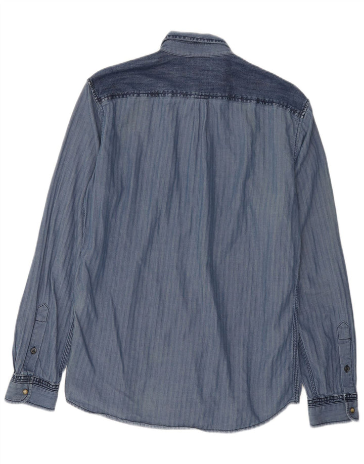 Camisa masculina Diesel grande algodão espinha de peixe azul marinho