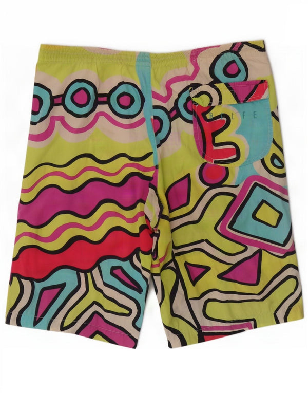 Belfe Mens Abstract Padrão Shorts de natação W40 XL algodão multicolorido