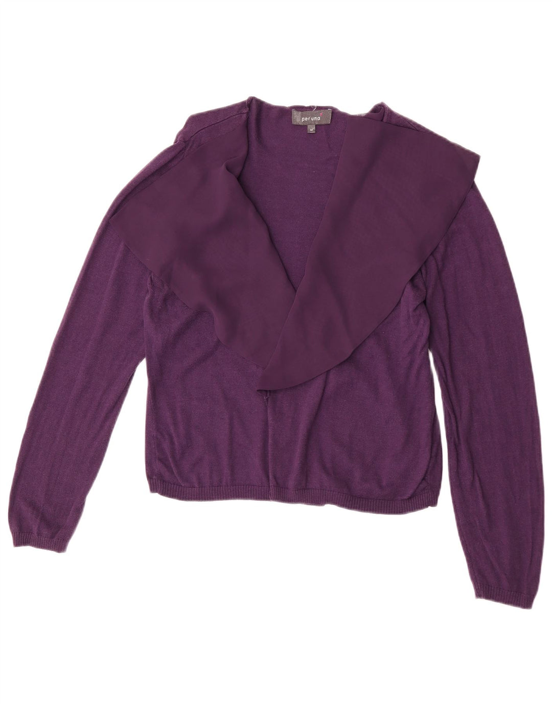 Suéter cardigã aberto feminino Marks & Spencer Reino Unido 14 algodão roxo médio