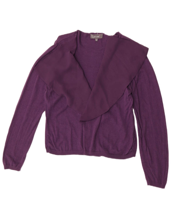 Suéter cardigã aberto feminino Marks & Spencer Reino Unido 14 algodão roxo médio