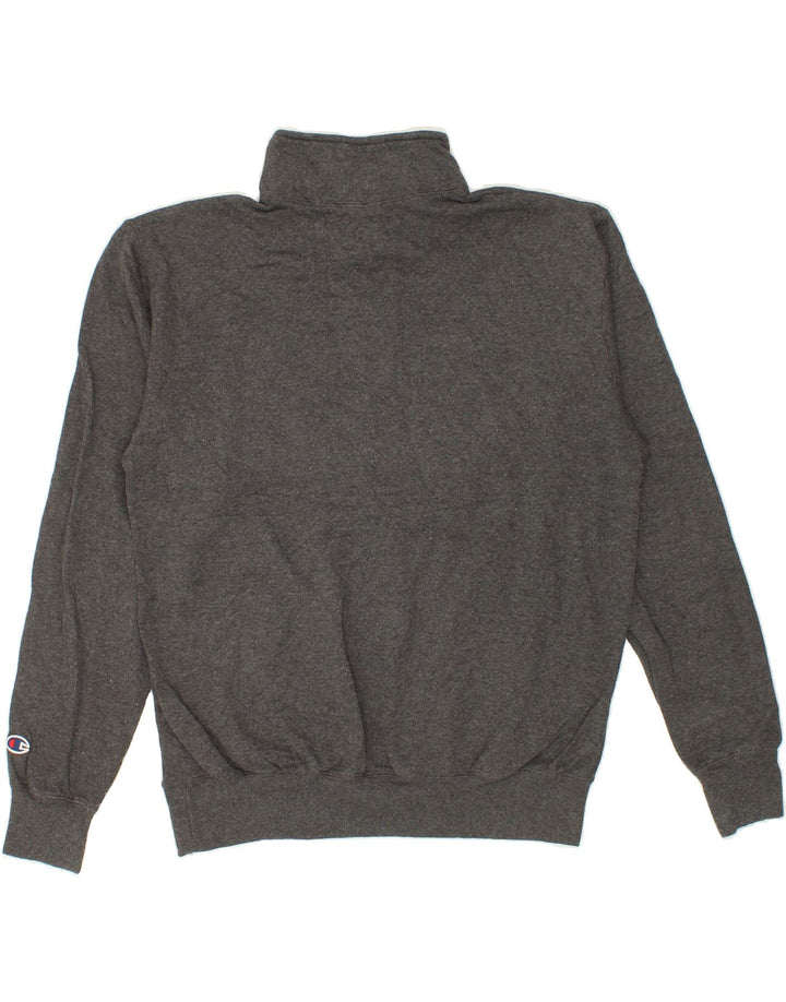 CHAMPION Mens Graphic Zip Neck Sweatshirt Jumper Medium Grey Cotton Vintage Champion and Second-Hand Champion from Messina Hembry 