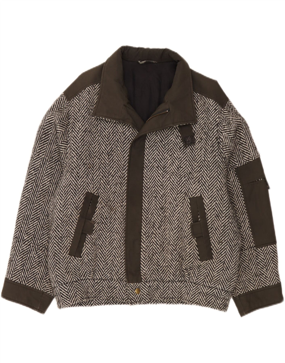 Jaqueta bomber vintage masculina solta IT 48 Viscose Colourblock cinza médio