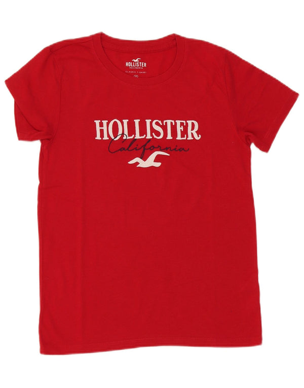 Camiseta feminina estampada Hollister UK 6 XS algodão vermelho
