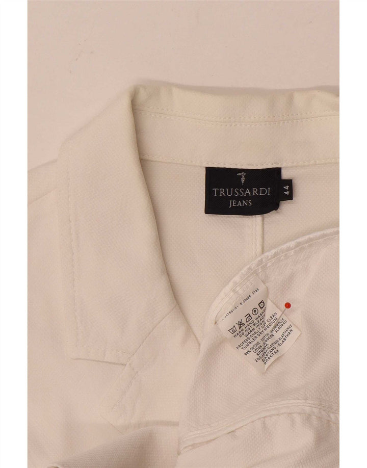 Trussardi Jeans Jaqueta blazer feminina com 3 botões IT 44 algodão branco médio