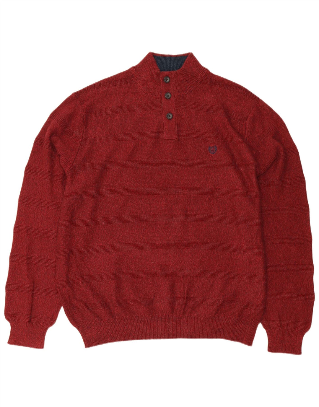 Suéter masculino CHAPS com decote em botão 2XL algodão Borgonha