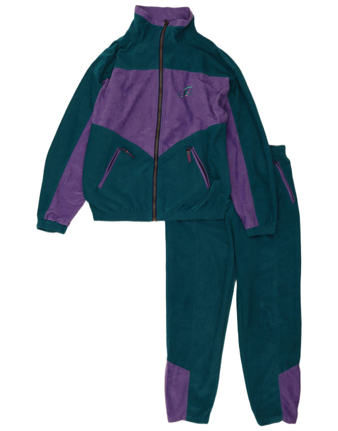 Fato de treino completo de veludo masculino vintage grande poliéster verde Colourblock