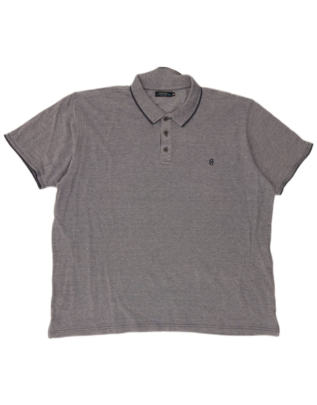 Camisa polo masculina Coveri 4XL algodão cinza