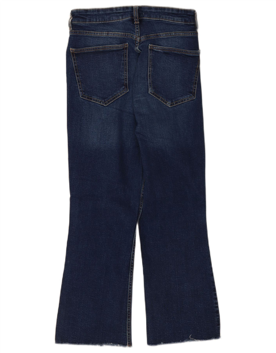 Zara Calça Jeans Feminina Crop Flared EU 40 Médio W30 L25 Azul Marinho