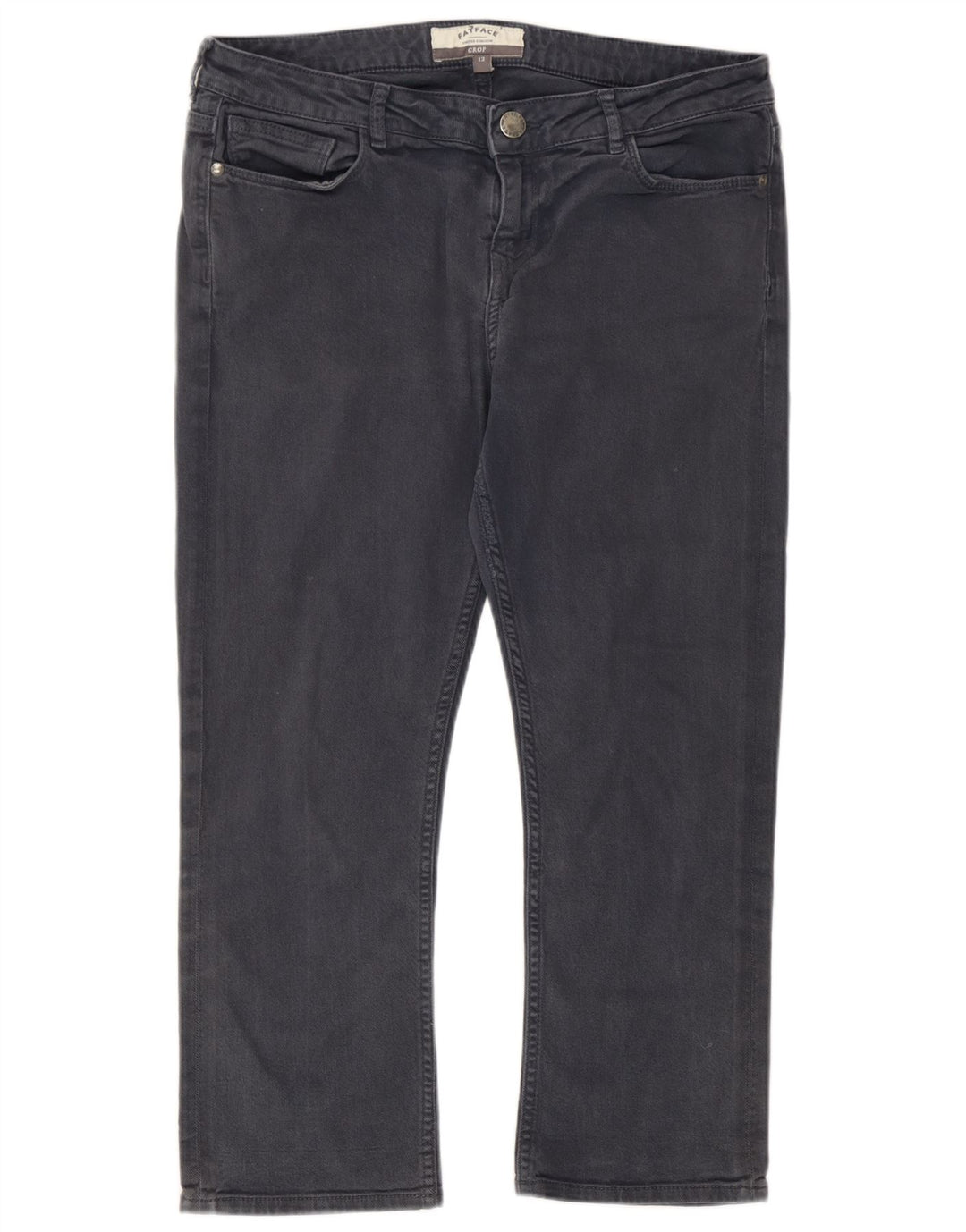 Calça jeans feminina Fat Face UK 12 médio W32 L22 algodão cinza