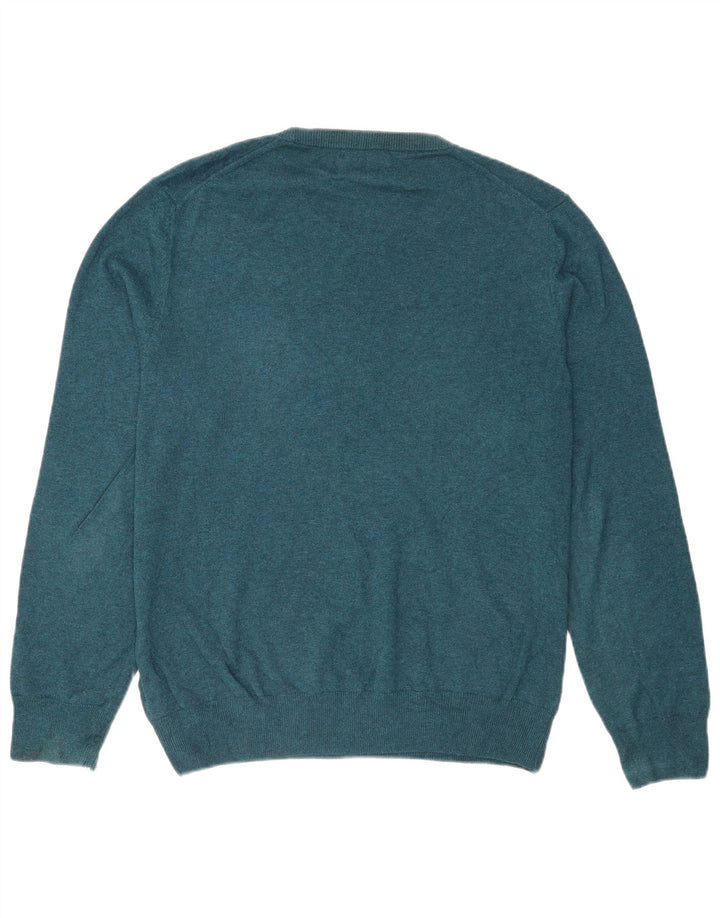 Suéter masculino Marks & Spencer com gola redonda, grande algodão azul