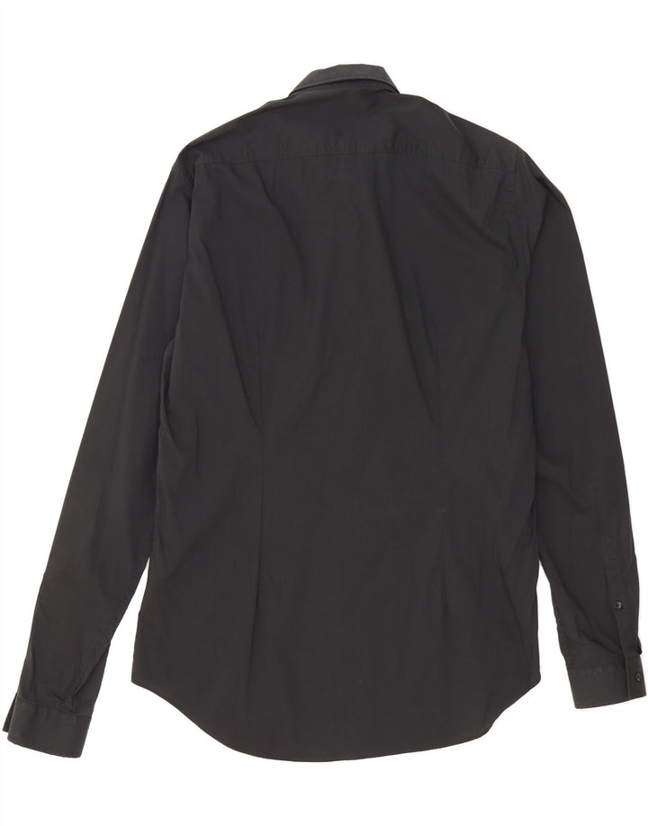 ZARA Mens Slim Fit Shirt Medium Black Cotton Vintage Zara and Second-Hand Zara from Messina Hembry 