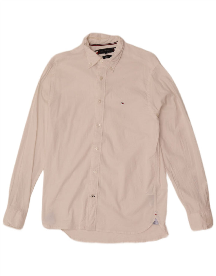 Camisa masculina Tommy Hilfiger Regular Fit pequena de algodão branco