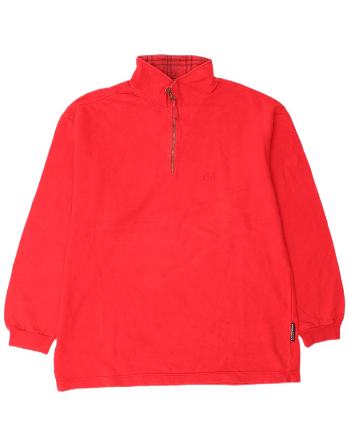 Suéter masculino Think Pink com zíper e gola grande vermelho