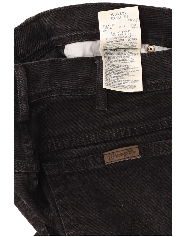 Wrangler Mens Regular Fit Straight Jeans W36 L32 Algodão Preto