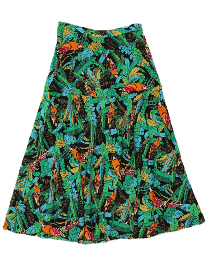 Conjunto de saia feminina vintage de 2 peças médio W26 verde floral havaiano