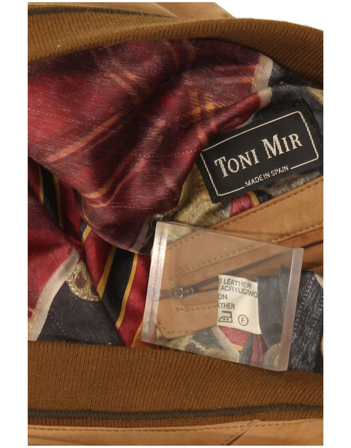 Jaqueta bomber masculina de camurça Toni Mir Reino Unido 42 XL couro marrom