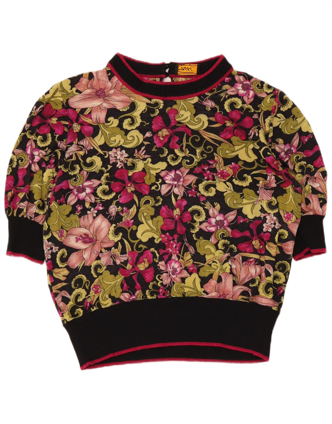 Blusa feminina Gibi manga 3/4 Reino Unido 14 grande floral multicolorido