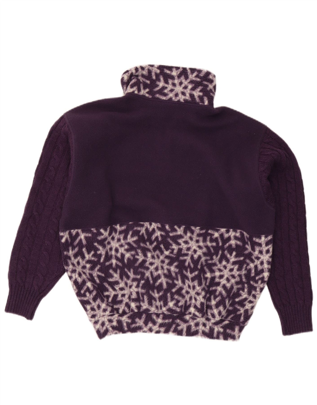 Nordica Suéter feminino oversized de lã com padrão abstrato Reino Unido 10 pequeno roxo