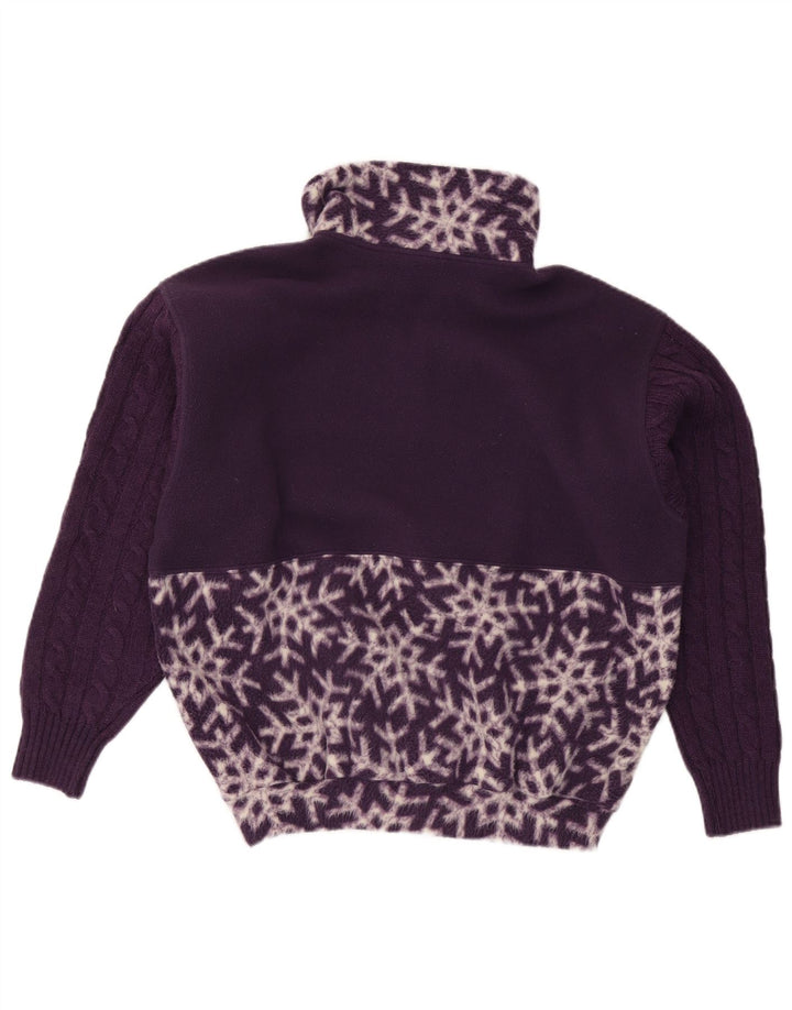 Nordica Suéter feminino oversized de lã com padrão abstrato Reino Unido 10 pequeno roxo