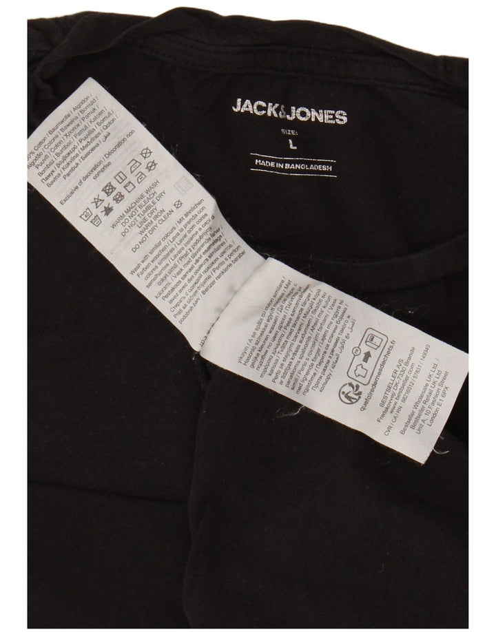 Camiseta masculina JACK & JONES grande algodão preto