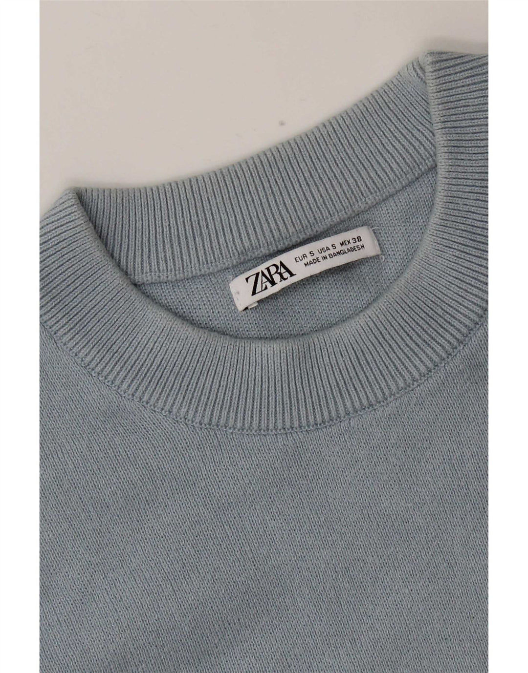 Zara Suéter masculino com gola redonda pequeno azul