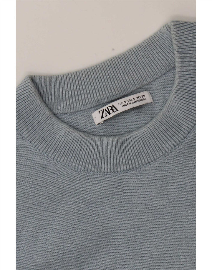 Zara Suéter masculino com gola redonda pequeno azul