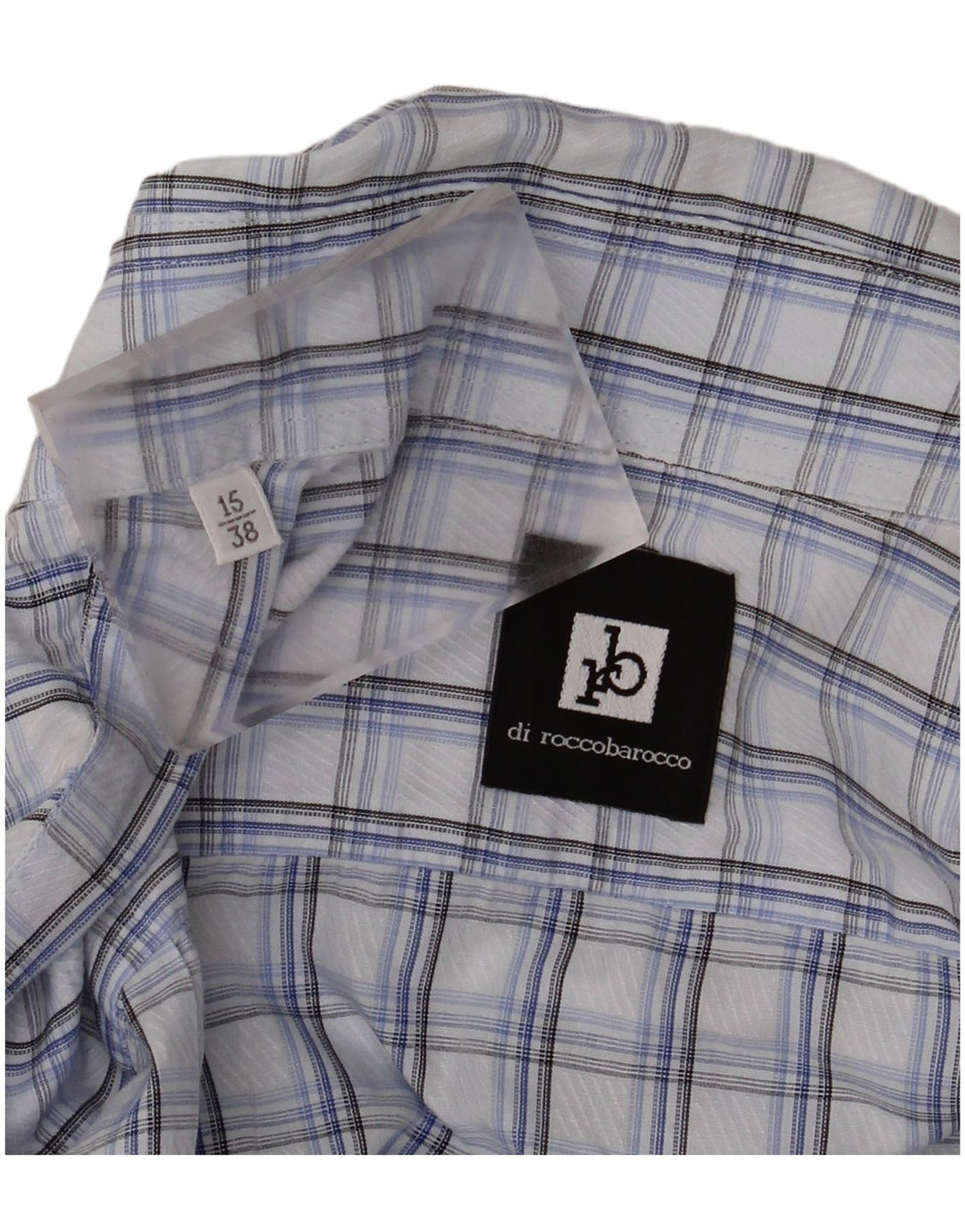 Camisa masculina Roccobarocco tamanho 15 38 xadrez azul médio