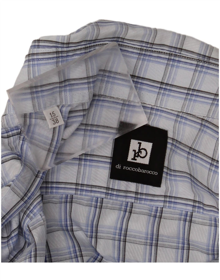 Camisa masculina Roccobarocco tamanho 15 38 xadrez azul médio